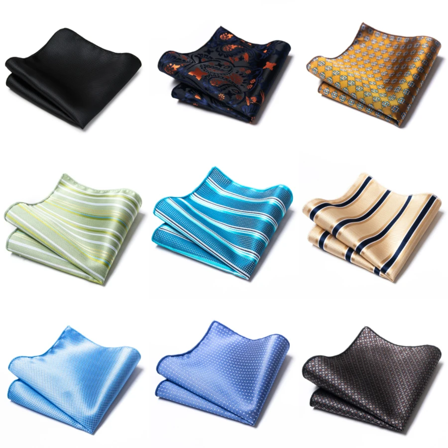 Lenço de marca de alta qualidade masculino azul escuro listrado dia dos tolos de abril ajuste formal festa bolso quadrado lenços terno acessórios