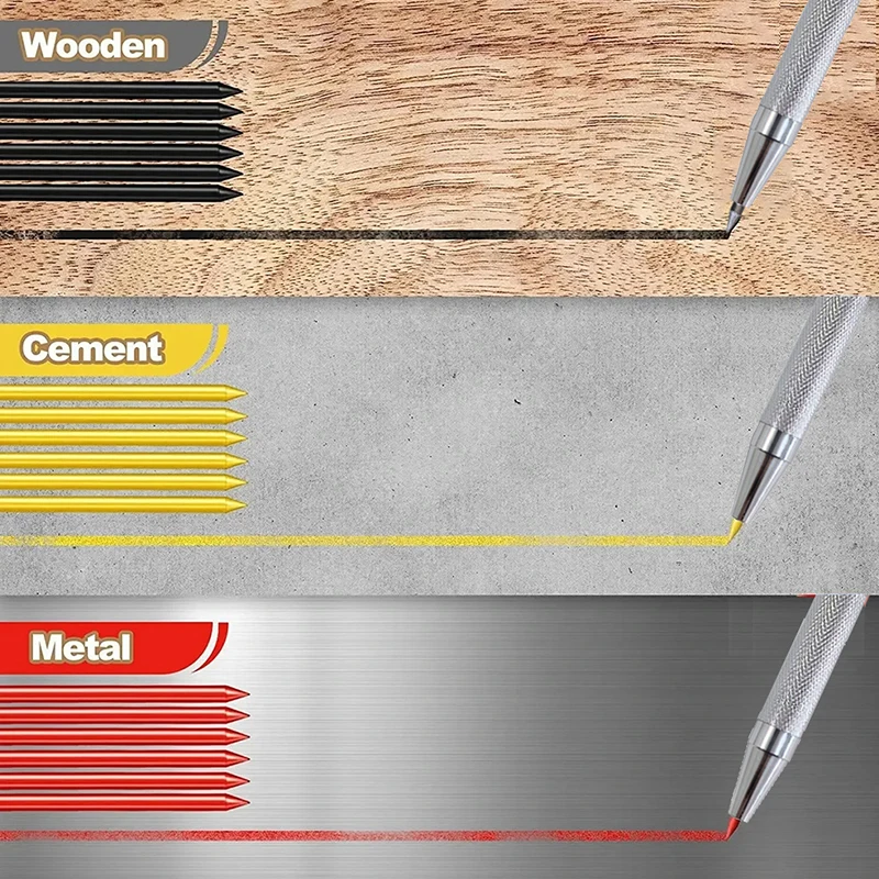 2.8mm Solid Woodworking Automatic Pencil Set with 2B Multicolor Lead Core Deep Hole Marking Architectural Design Marking Pen