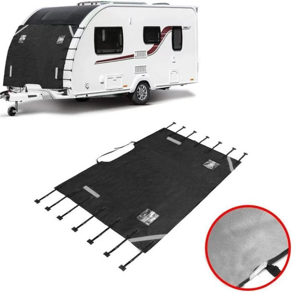 Universal impermeable Oxford RV caravana cubierta de remolque delantero Protector a prueba de polvo con tira reflectante Camper remolque caravana cubierta