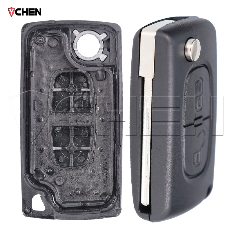 For Peugeot 207 307 308 407 607 807 Remote Key Case For Citroen C2 C3 C4 C5 C6 Flip Folding Car Key Shell 2/3/4 start Buttons