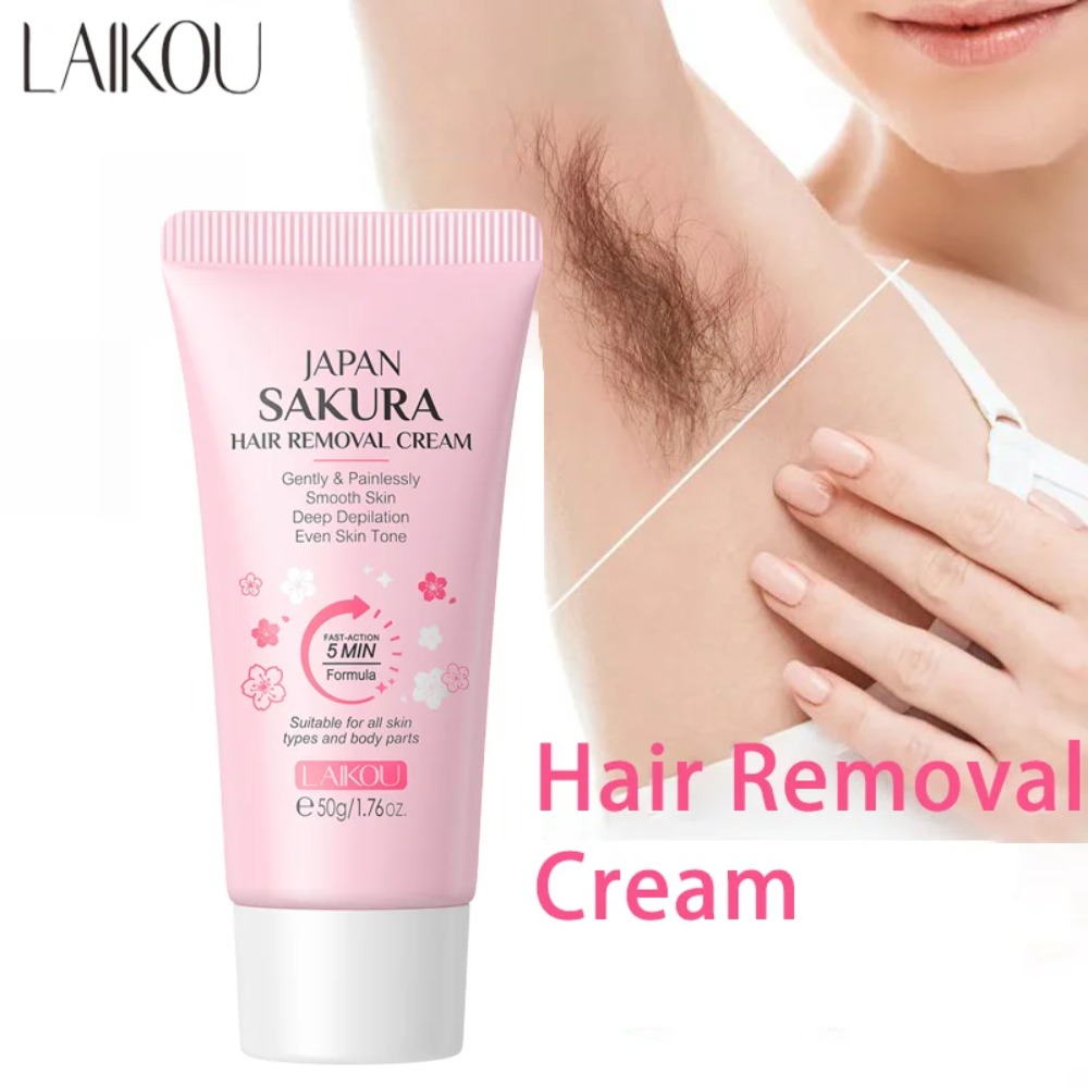 LAIKOU Sakura Haarentfernungscreme, schneller, schmerzloser Haarwachstumshemmer, Arm, Achselhöhle, Beine, Intimbereiche für Männer und Frauen, 50 g