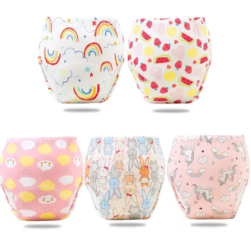 5PC Wasserdichte Wiederverwendbare Baumwolle Baby Training Hosen Infant Shorts Unterwäsche Tuch Baby Windel Windeln Höschen Windel Ändern