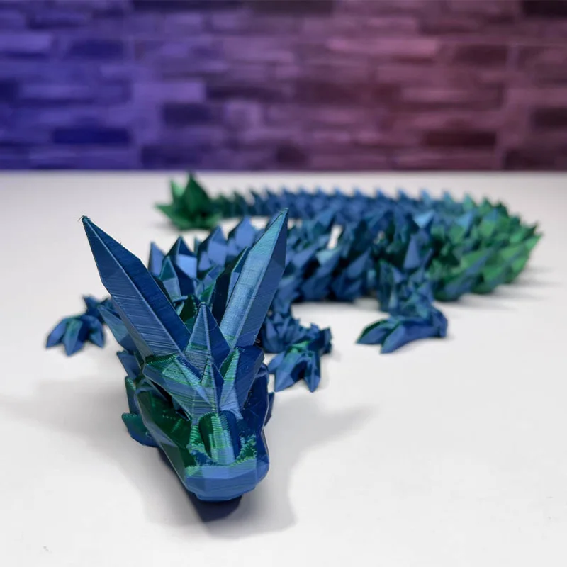 3d Printed Crystal Dragon Antistress Fidget Toy Rotatable Articulated removable Figure Radiant And Dazzling Colors 30/45/60CM