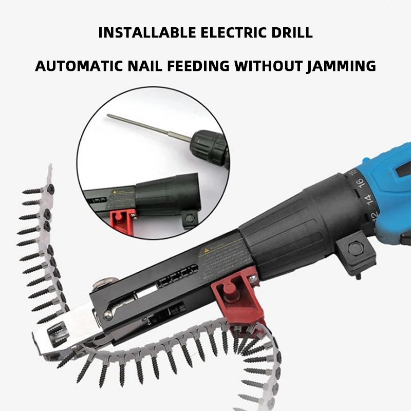 1 Set Chain Screw Gun Head Automatic Nail Gun Electric Batch Woodworking Decoration Rechargeable Screwdriver Self Tapping