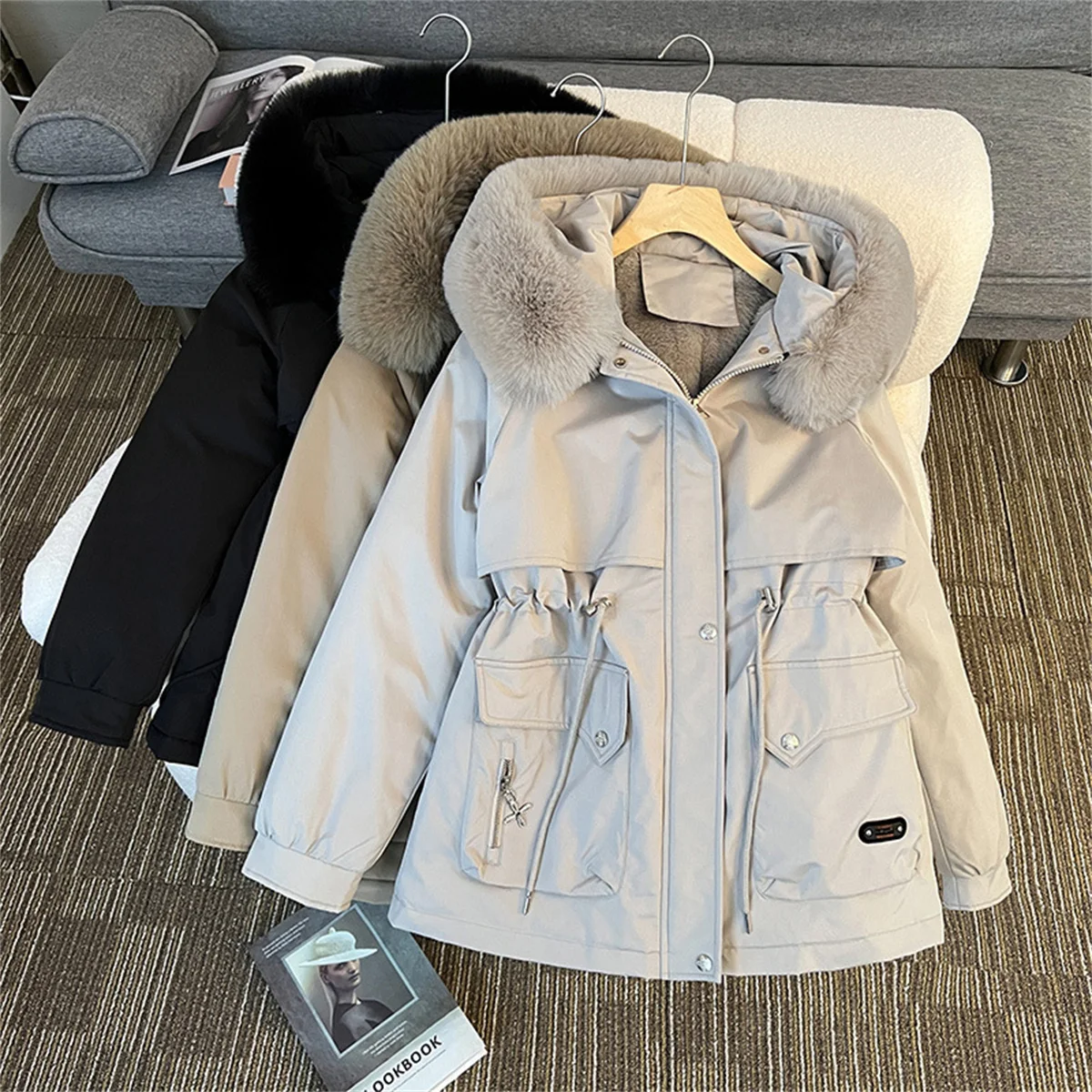 Inverno quente parkas jaqueta feminina nova moda coreano solto com capuz grosso casual algodão acolchoado casaco feminino casual senhora topos