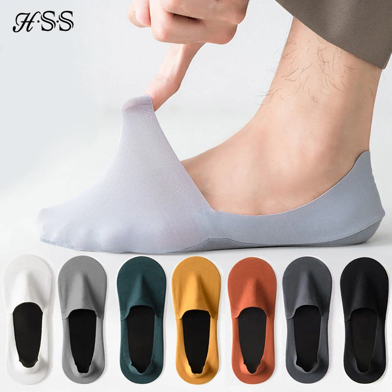 HSS 10/5 pares de calcetines náuticos para hombre 100% algodón desodorante absorción de sudor calcetín de verano fino transpirable calcetines de seda antideslizantes de silicona