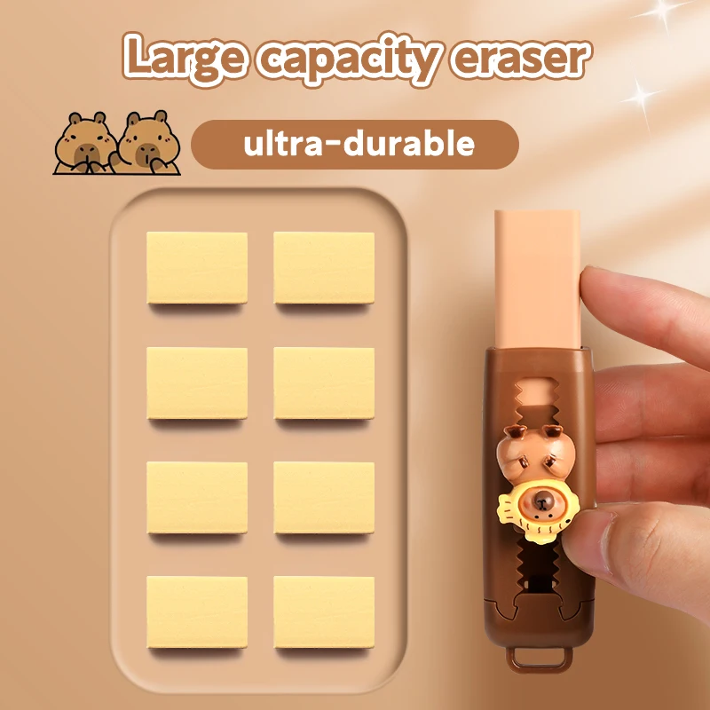 Kawaii Capybara Retractable ยางยางลบสีสุ่มน่ารักเกาหลีเครื่องเขียนอุปกรณ์สํานักงานโรงเรียนสําหรับ Back To School