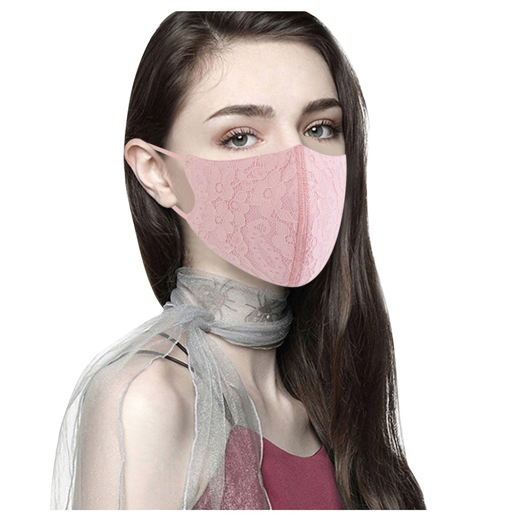 Nuevo diseño de moda para mujeres adultas, máscara de algodón con encaje, lazo ajustable para la oreja, lavable y reutilizable, máscara facial a prueba de viento para exteriores