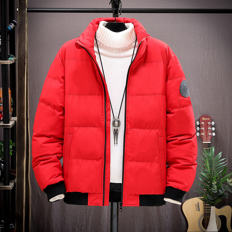 Parkas de talla grande para hombre, M-8XL de invierno, abrigos acolchados con capucha gruesa, chaquetas cortas con cremallera, chaquetas ajustadas simples de Color sólido negro