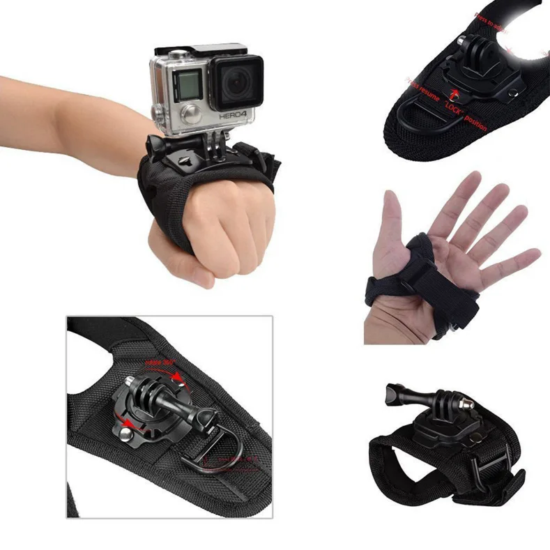 Soporte de correa de mano con rotación de 360 grados para GoPro 13, 12, 11, 10, 9, guante de mano, correa de muñeca, accesorios para DJI OSMO Action 4/5Pro