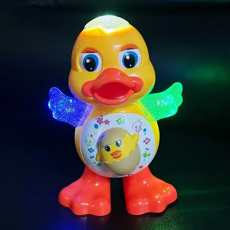 Novo pato de dança elétrica luz musical das crianças brinquedo eletrônico educacional para animais de estimação pode andar e piscar presente de aniversário das crianças