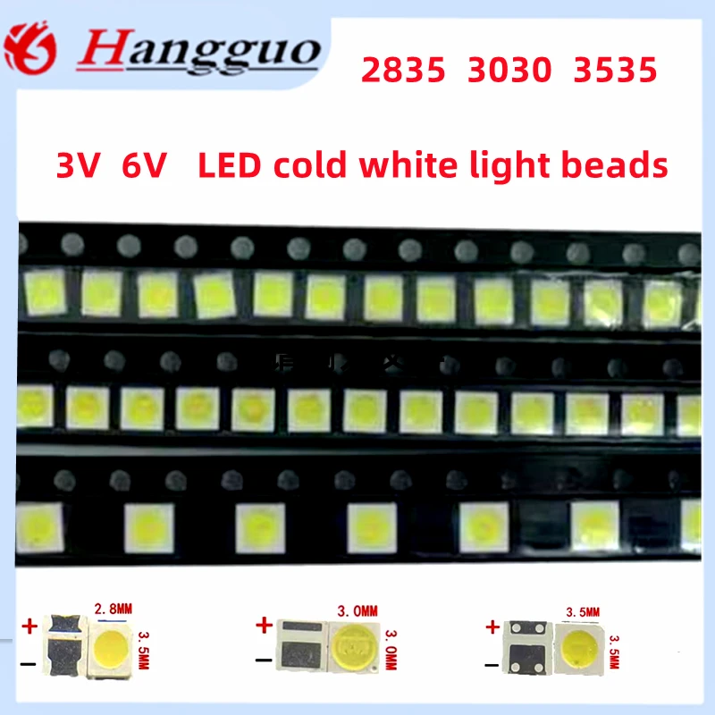100 Stück/Los 3030/3535/2835 3V 6V LED kalt weiße Licht perlen LCD TV Hintergrund beleuchtung Perlen beste Qualität