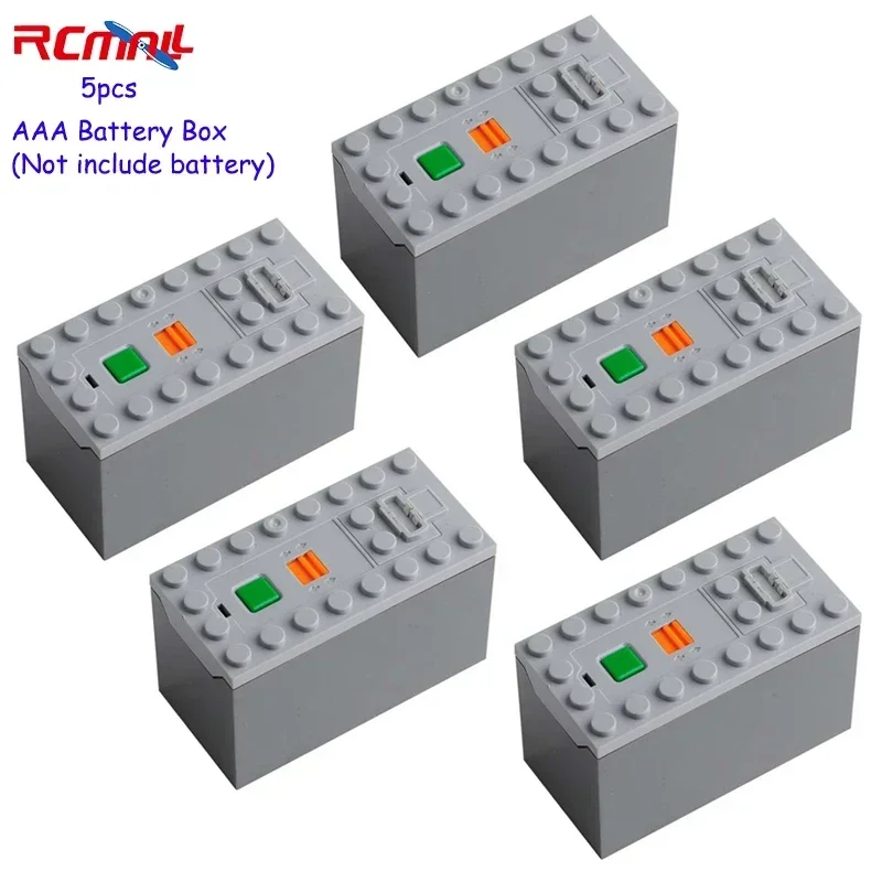 RCmall 5 uds piezas de función de energía caja de batería AAA (no incluye batería) Compatible Legoeds RC bloques de construcción de automóviles