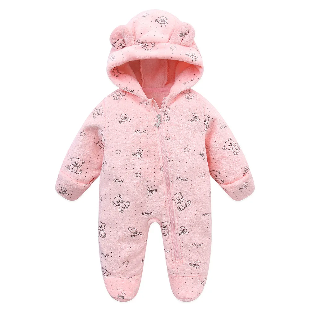 Ircomll 新生児ロンパース春秋暖かいフリースかわいい幼児衣装子供遊び着ジャンプスーツベビー服 0-1Y 生き抜く