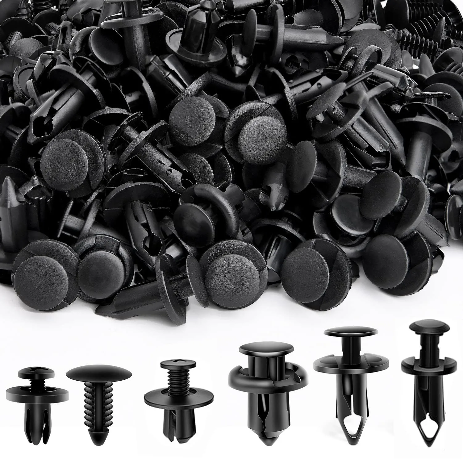 Juego de hebillas universales para coche, 190 Uds., 6 tamaños, remache de sujeción, hebilla, accesorio para coche, Material Abs, tornillo fijo