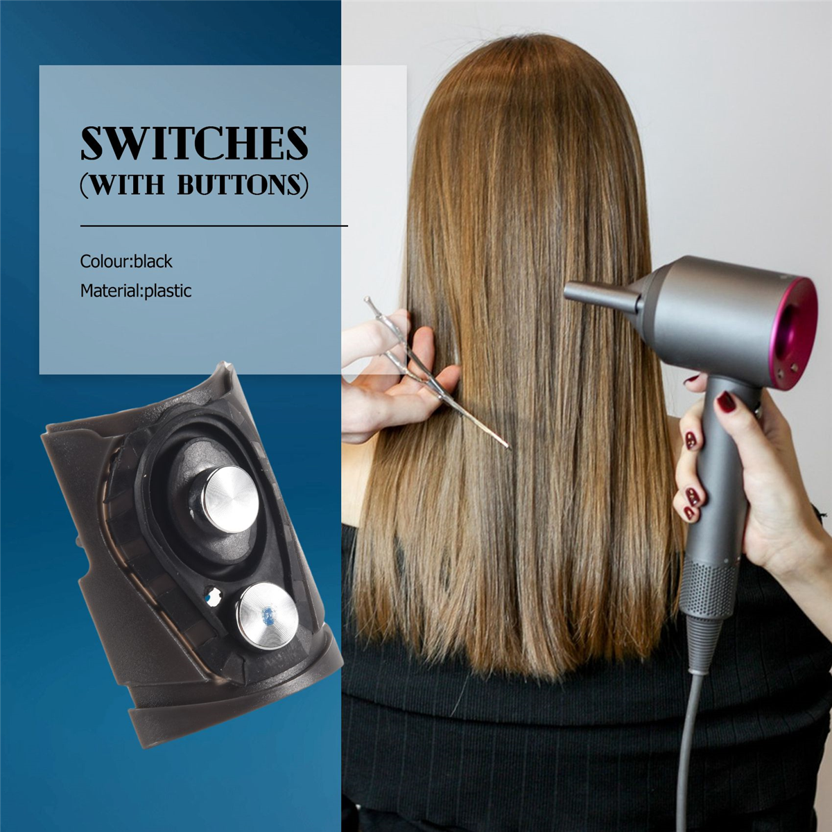 超音速ヘアドライヤー用ユニバーサル電源スイッチボタン,ゴムパッド交換部品,hd01,hd02,hd03,1セット