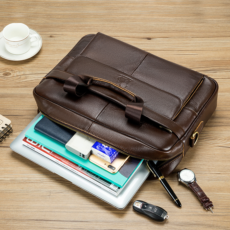 Valigetta da uomo in pelle STEEL LION, borsa per computer di grande capacità, borsa a tracolla diagonale a spalla singola con tracolla