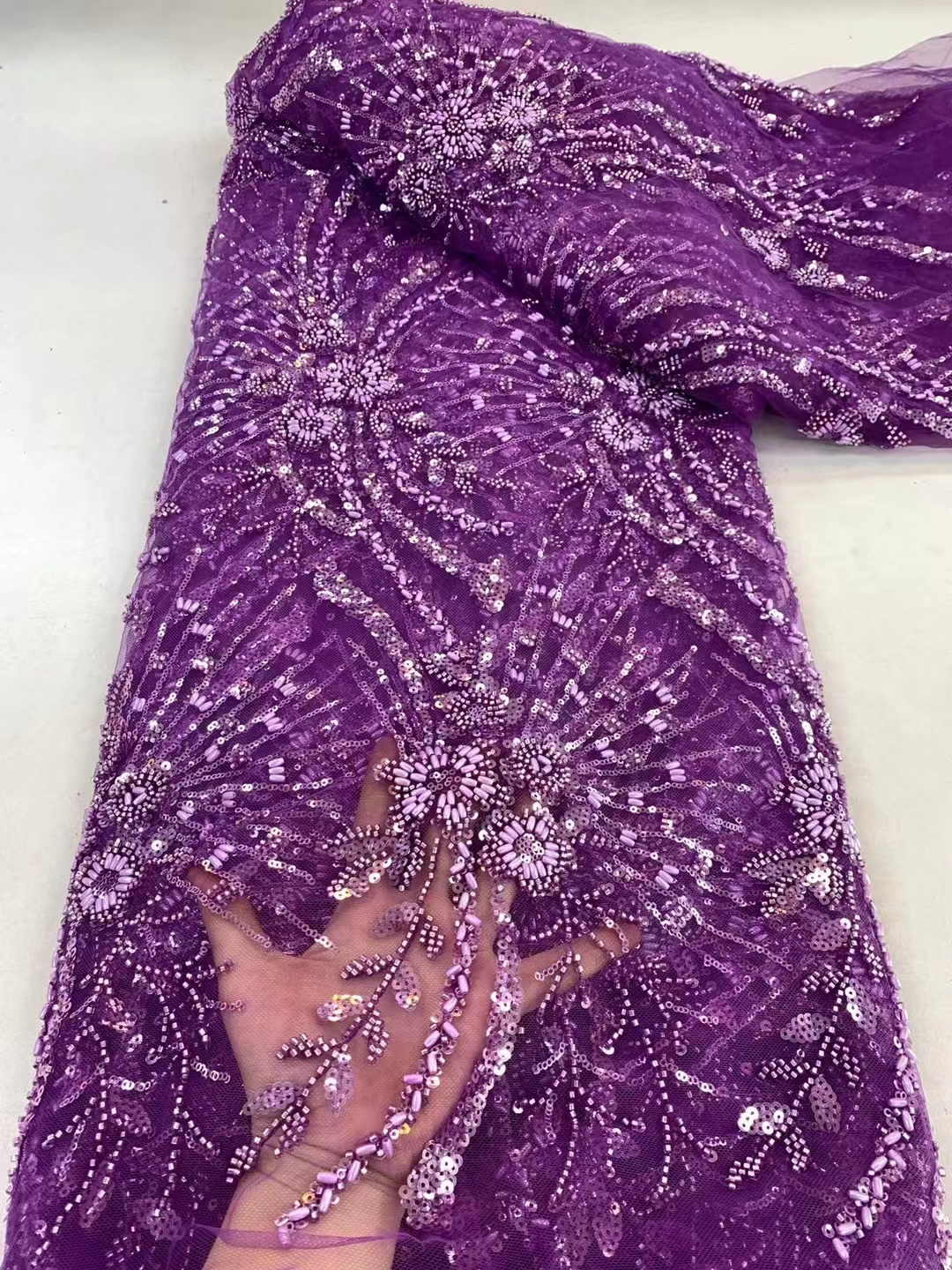 Grüner Perlen-Spitzenstoff, luxuriöser nigerianischer Spitzenstoff, 2025, hochwertige Spitze, gebranntes Orange, Perlen-Spitzenstoff für Hochzeit