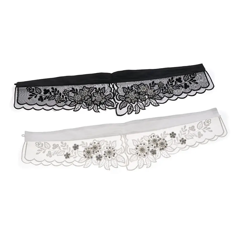 Preto/branco destacável oco folhas flor strass colar falso camisas de renda colares decote falso