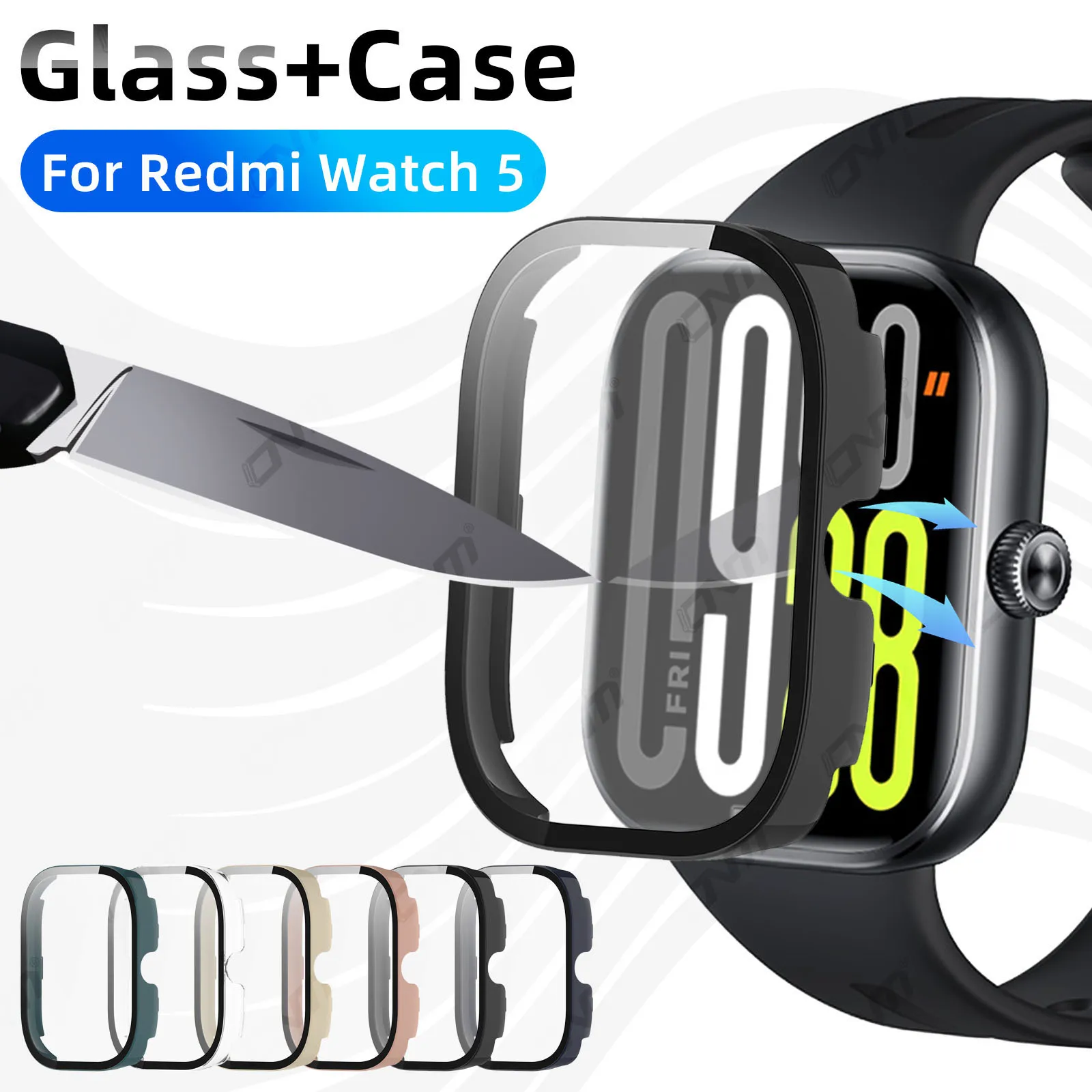 Стекло + чехол для Xiaomi Redmi Watch 5, защитное стекло из закаленного стекла и жесткий защитный бампер для ПК, аксессуары для Redmi Watch5