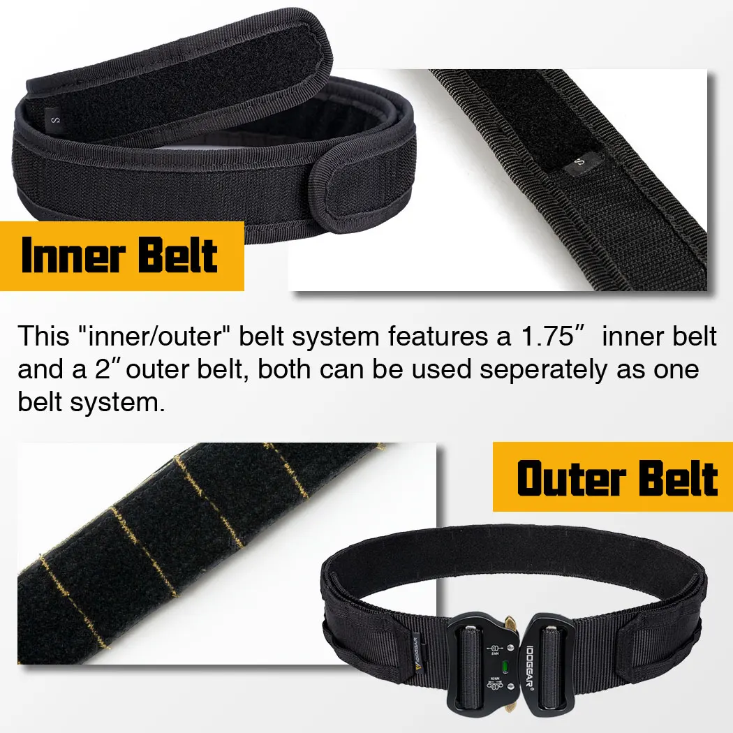 IDOGEAR cinturón táctico de combate de 2 pulgadas hebilla de liberación rápida MOLLE caza deportes al aire libre cinturón para hombre duradero dos en uno 3414