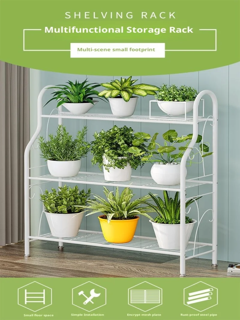 Metal ferro planta suporte interior multi-camadas sala de estar piso-pé suculento rack de armazenamento escada flor prateleira para varanda