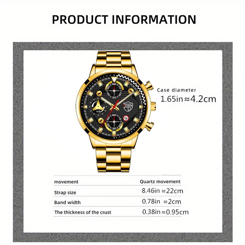 DEYROS-Conjunto de 3 uds de relojes de lujo de acero inoxidable para hombre, reloj de pulsera de cuarzo de negocios a la moda, reloj deportivo informal, pulsera y collar