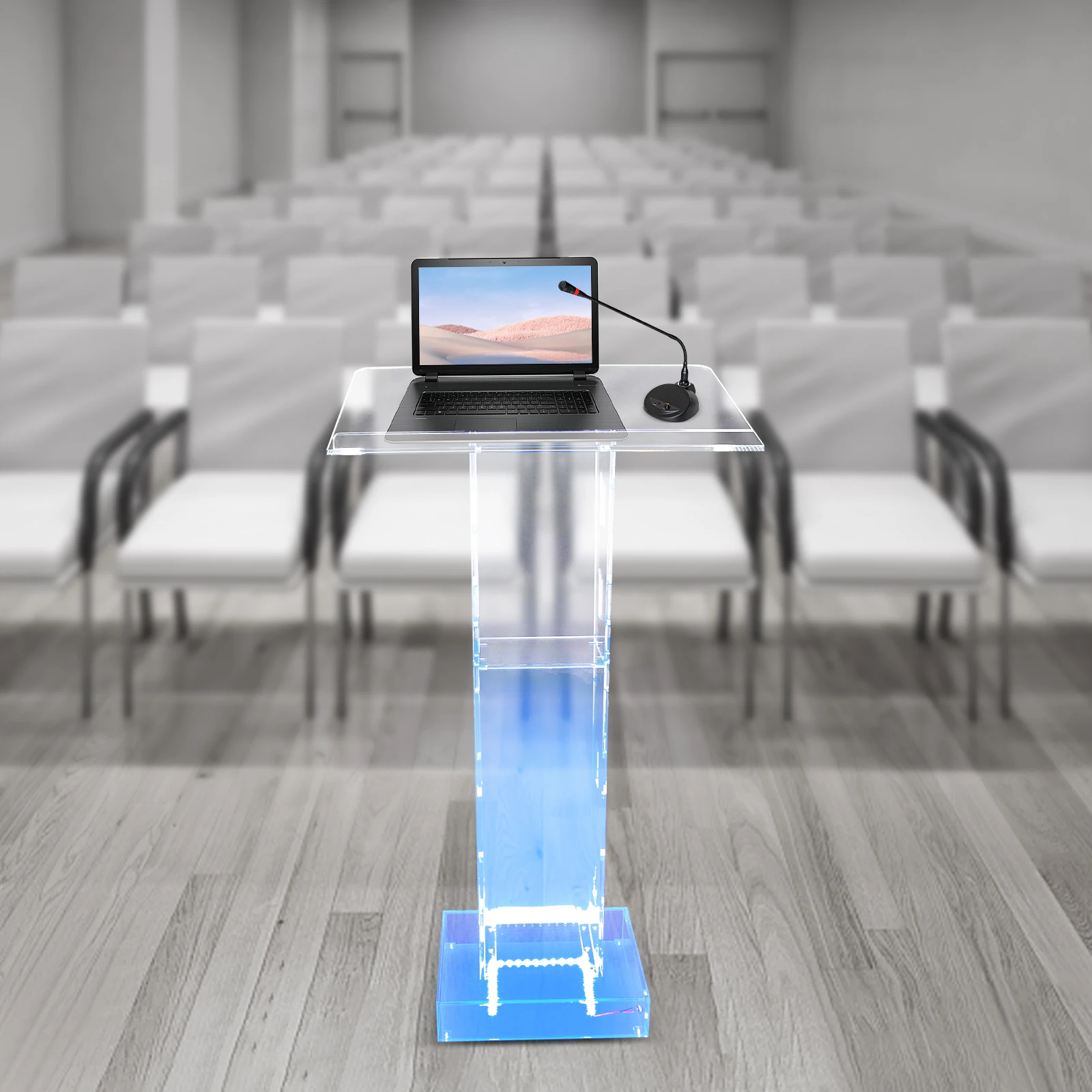 Scrivania trasparente con podio in acrilico da 23,62 x 15,74 pollici con luce a LED per ufficio della chiesa