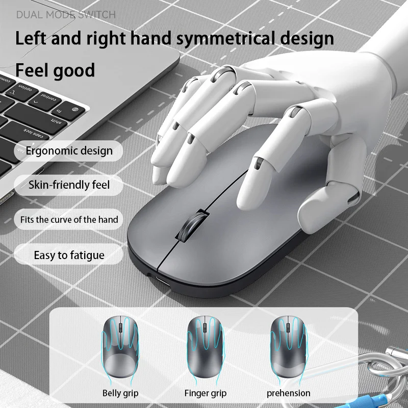 Xiaomi Bluetooth Wireless Mute Mouse Dual Mode Dpi Adjustable 2.4g Type C Rechargeable Silent Ergonomic Portable Office Mouse