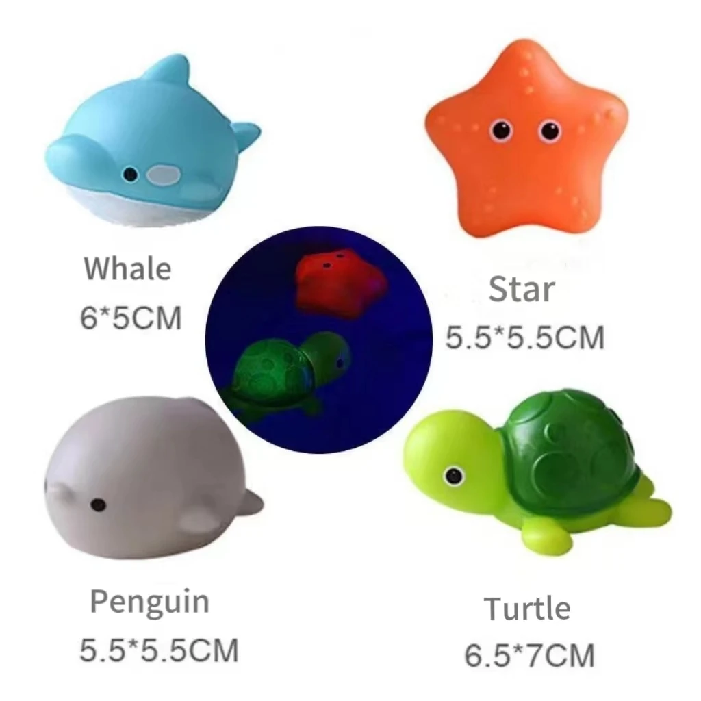 Pool Party ของเล่นเรืองแสงเวลาอาบน้ําตลกอ่างอาบน้ําของเล่นน้ํา Sensor Luminous LED Ocean สัตว์ลอยน้ําของเล่นสําหรับเด็กทารก
