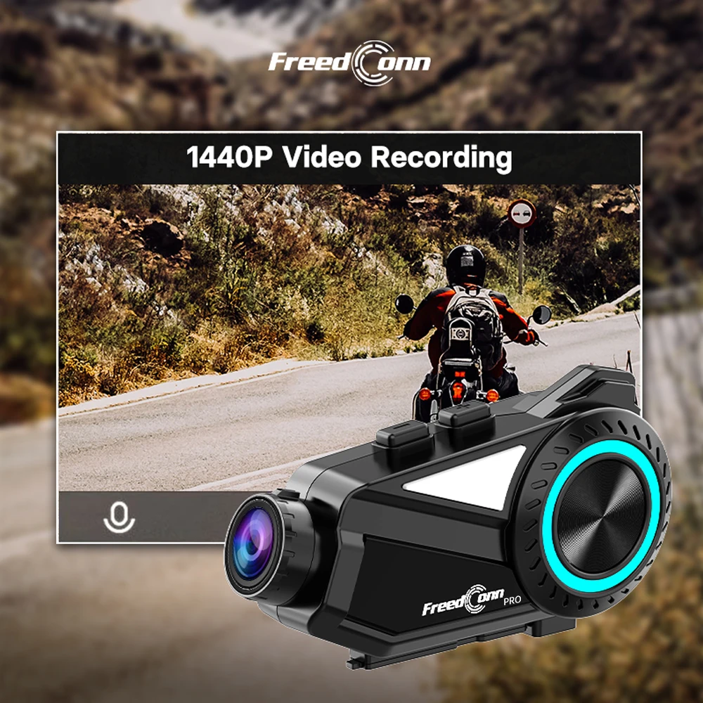 Freedconn R3 Pro casco de motocicleta auriculares grupo intercomunicador WiFi App 1440P motocicleta Dash Cam Motor Auto DVR