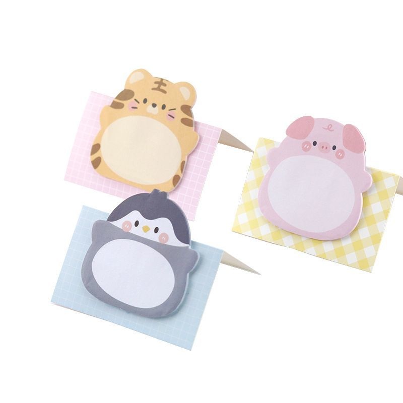 Ellen Brook 1 Piece Adhesive Kawaii Cartoon Animals Sticky Notes Notepad Memo Pad Office School Supplies Stationery Sticker