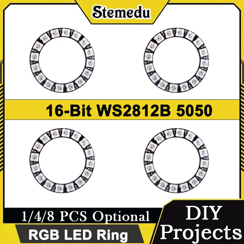 7/12/16/24/60 Bits WS2812B 5050 RGB LED Anello Lampada programmabile Luce Arduino/Raspberry Pi Compatibile 1/4/8 PZ Opzionale