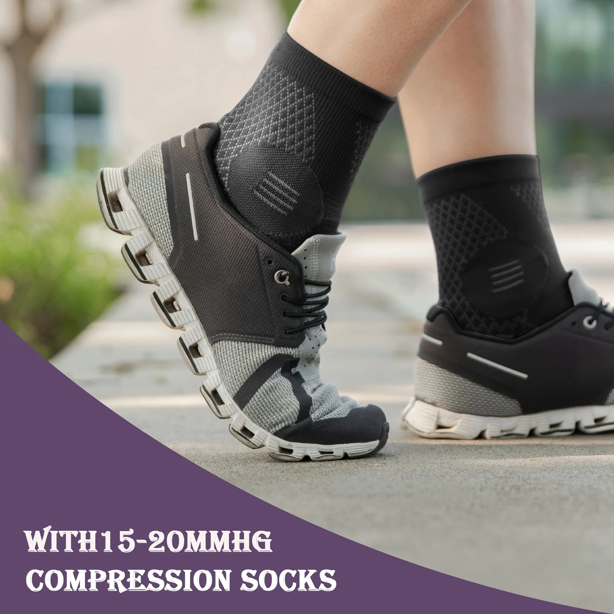 1 par de calcetines de compresión para tobillo, mangas de compresión para pies con soporte para arco y tobillo, calcetines de neuropatía con diseño de punta abierta