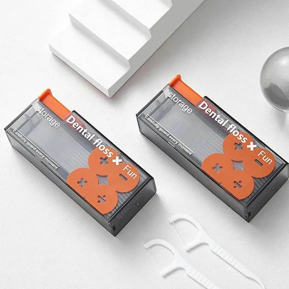 Portable Floss Dispenser Automatic Ejectable Floss Organiser Oral Care Press-on Carry-on Disposable Flossing Sticks Storage Box