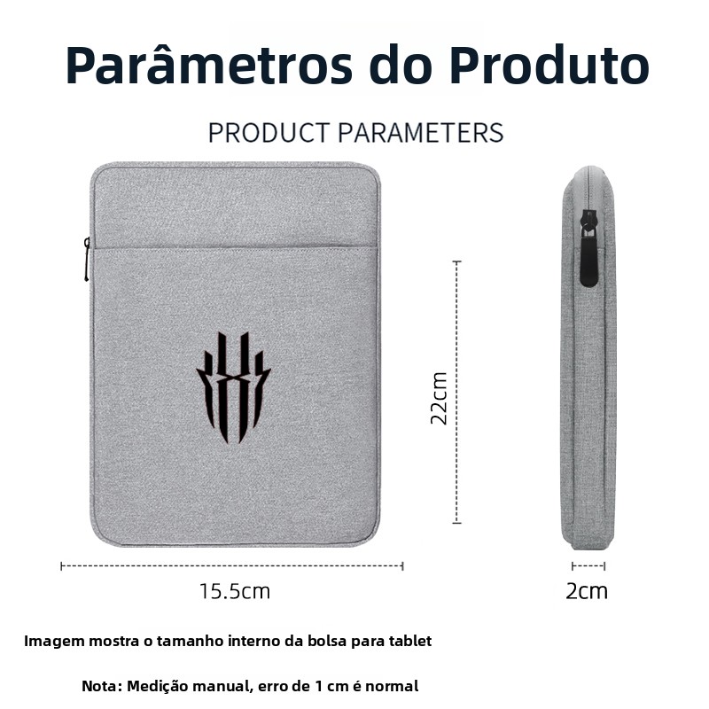 Capa Protetora para Tablet Gamer Nubia Red Magic 3Pro, Bolsa de Armazenamento Interna em Lã de 906 Polegadas para Acórios ...