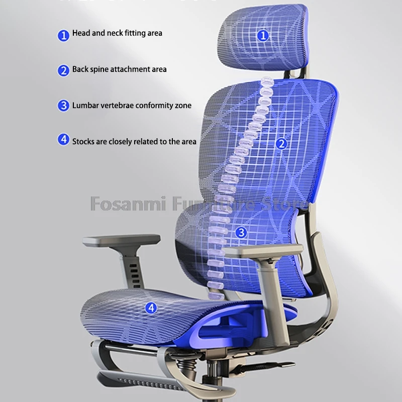 Breathable Mesh Computer Office Chair With Armrest and Lumbar support Adjustable Ergonomic Desk Chair Home Gaming Headrest Chair