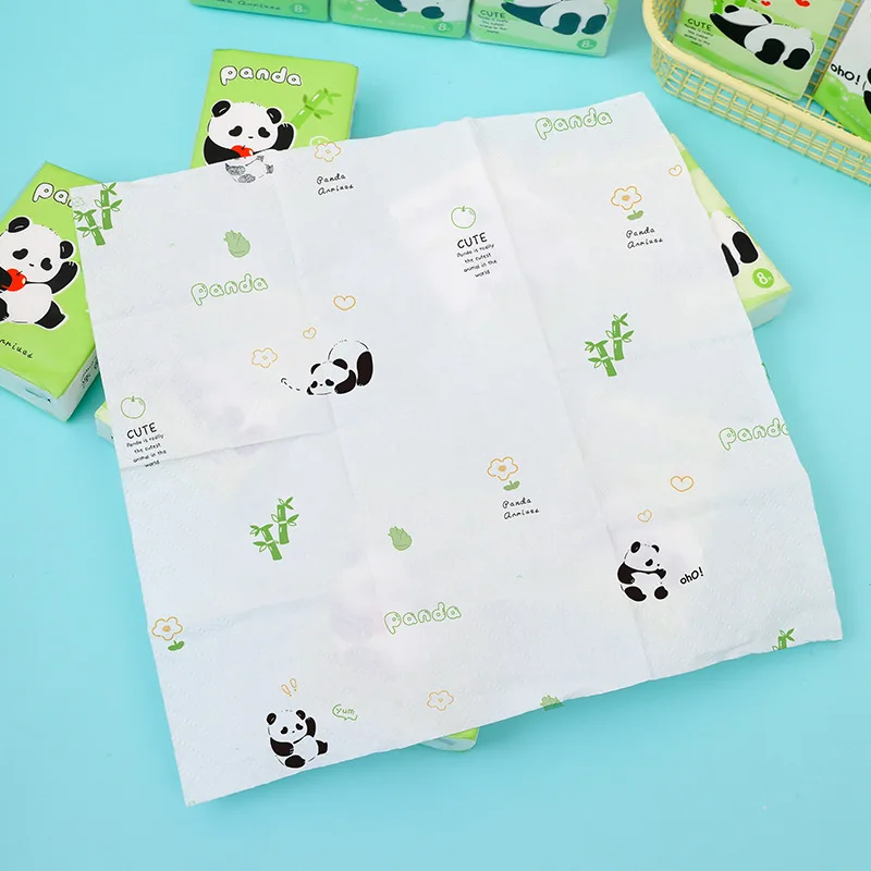 Fashion Panda Small Packet Tissue Facial Tissue Portable Printed Tissue Paper 9 Packs 1 Sheet With 3 Layers Virgin Wood Pulp
