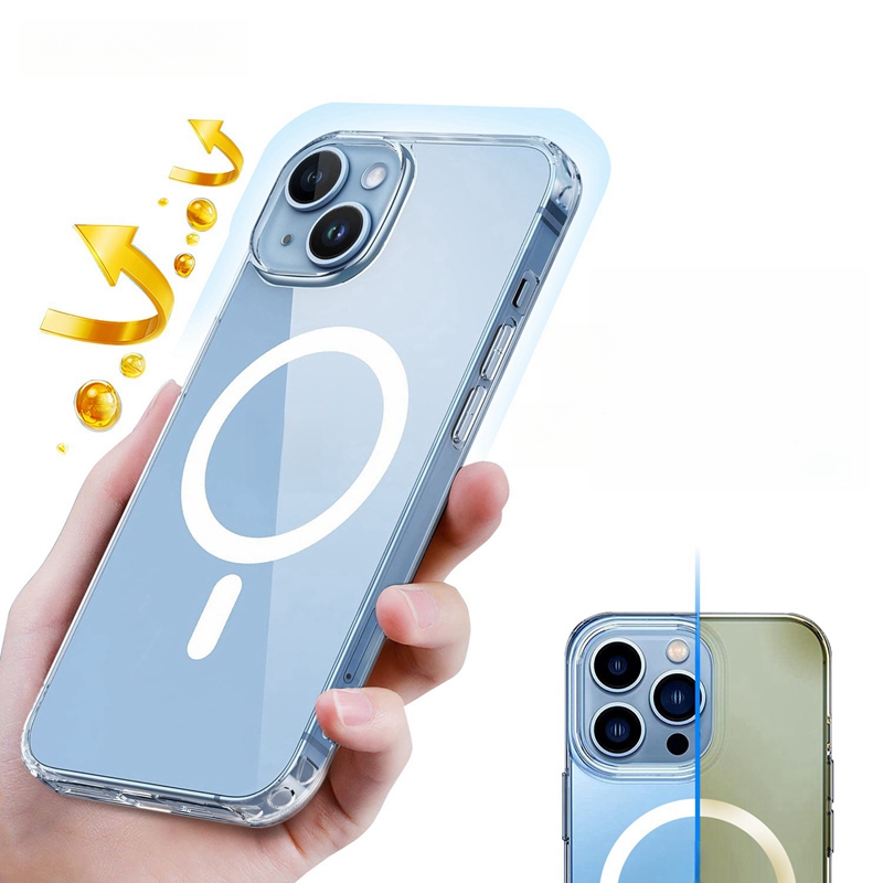 Étui magnétique en acrylique pour iPhone 16 15 14 13 12 Pro Max, housse de luxe Ultra transparente Magsafe antichoc PC + coque TPU en Silicone