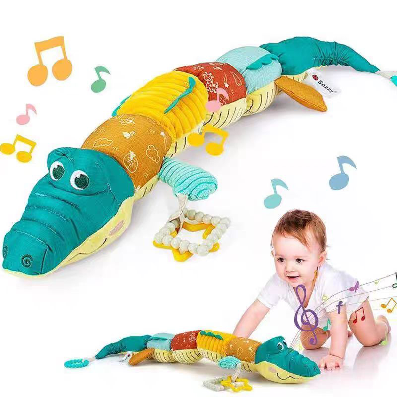 Hochet musical en peluche pour bébé, animal mignon, crocodile, activité douce, jouets pour nouveau-né, TeWindsor, TUNITime, cadeaux pour bébé