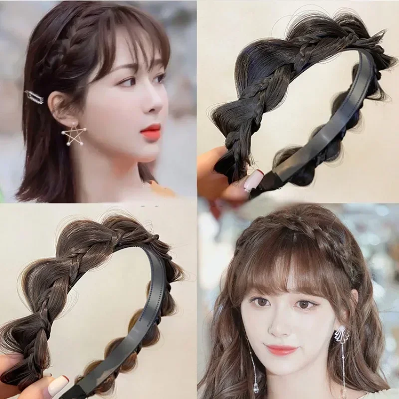 Handgemaakte Retro Head Hoop Twist Hoofdband Brede Visgraat Vlechten Haarband Pruik voor Vrouwen Styling Accessoires