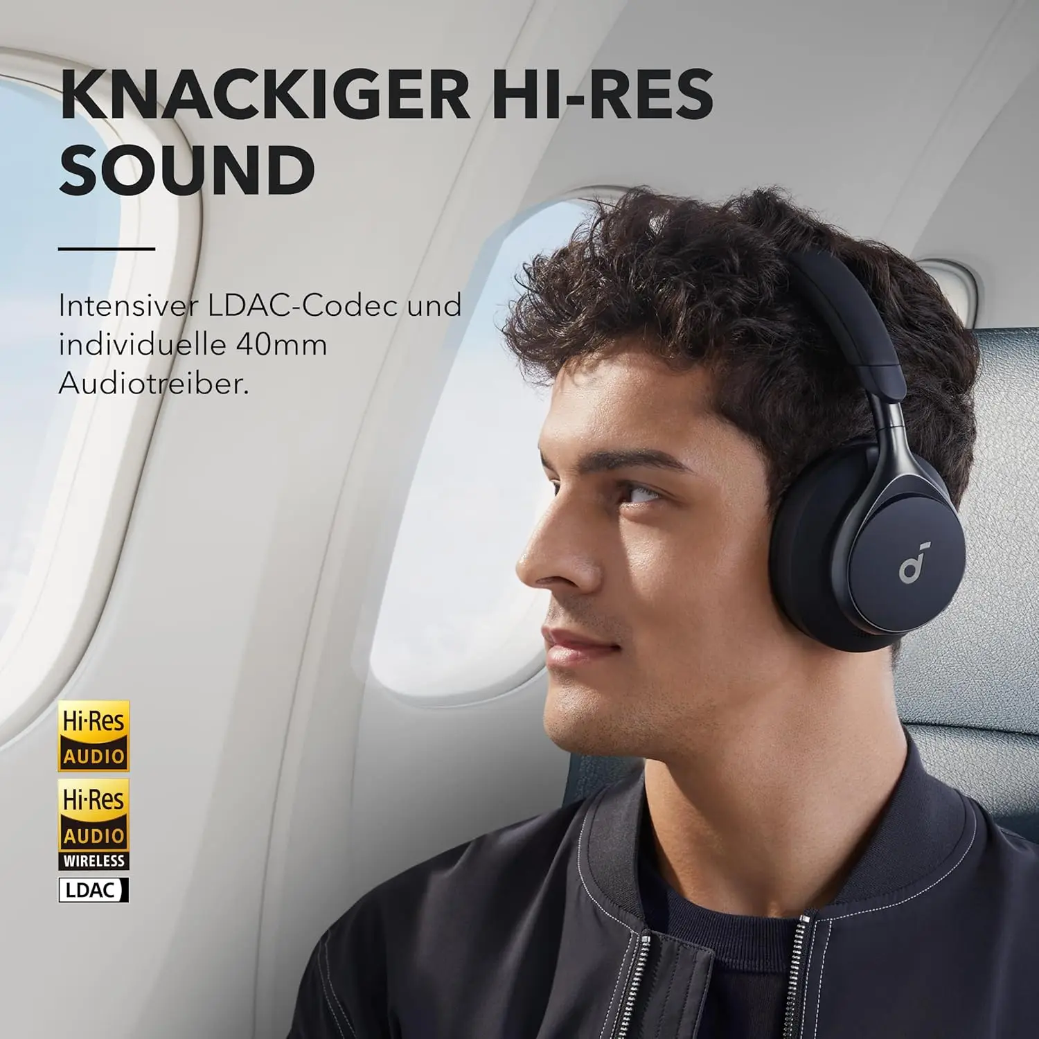 (EU stock) Soundcore Space One Wireless Kopfhörer, Adaptive ANC, 2× Sprachunterdrückung, 40h Akku mit ANC, Hi-Res Audio, Faltbar