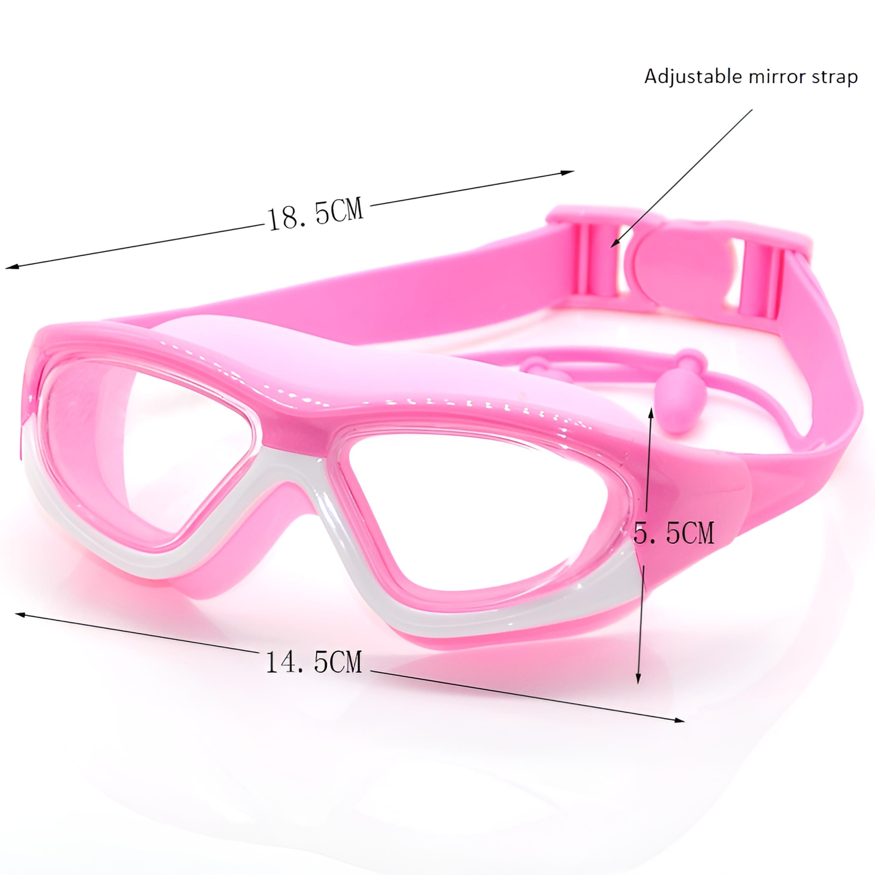 Occhiali da nuoto con montatura grande impermeabili e antiappannamento ad alta definizione per bambini, occhiali comodi Tappi per le orecchie collegati in silicone