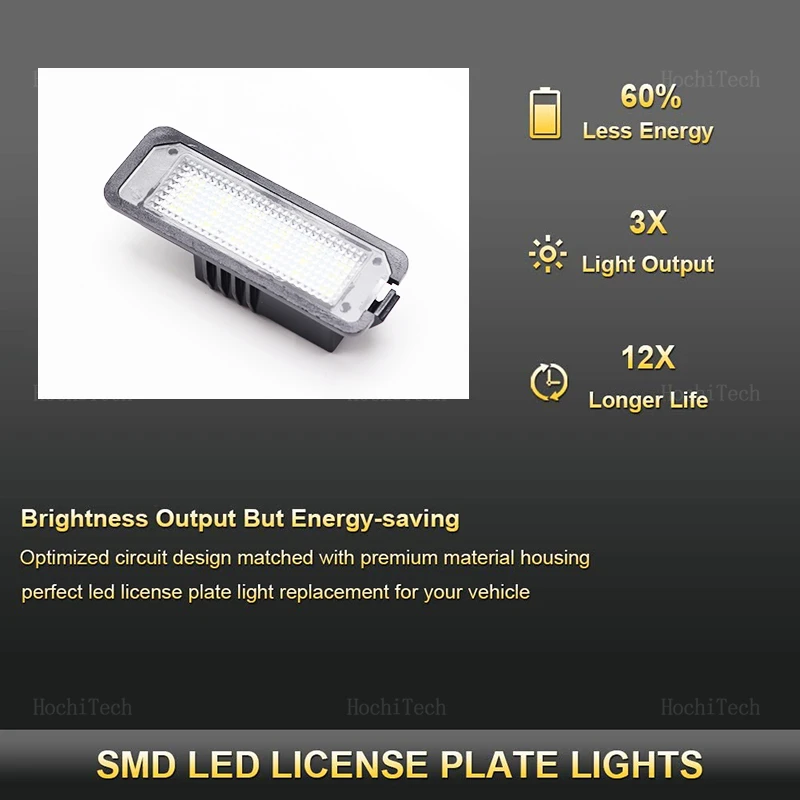 2 pçs led lâmpada de luz da placa de licença para vw passat b6 cc eos golf 4 5 6 7 mk7 polo excelente assento leon altea lâmpada do carro