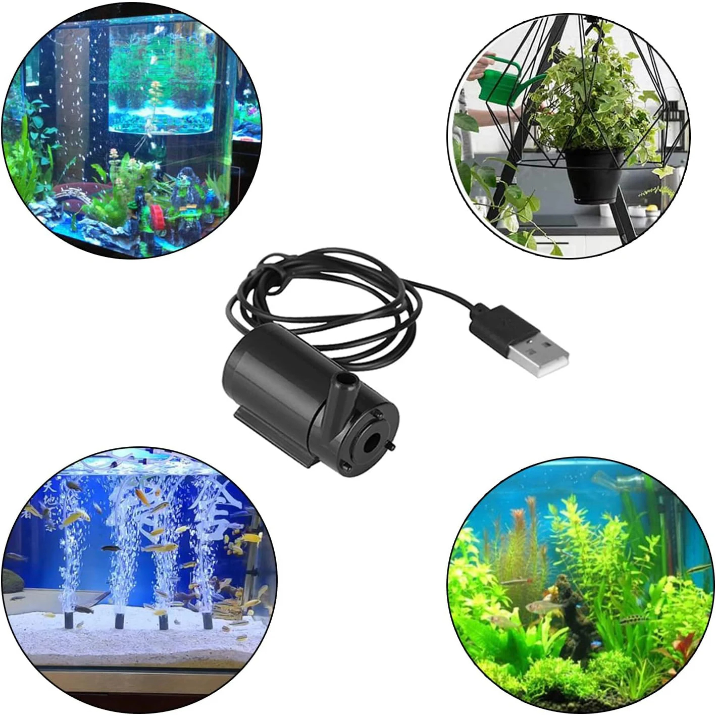DC 3–5 V USB Micro Submersible Mini geräuscharme bürstenlose Wasserpumpe für Aquarien, Teichbrunnen, Hydrokultur, Garten