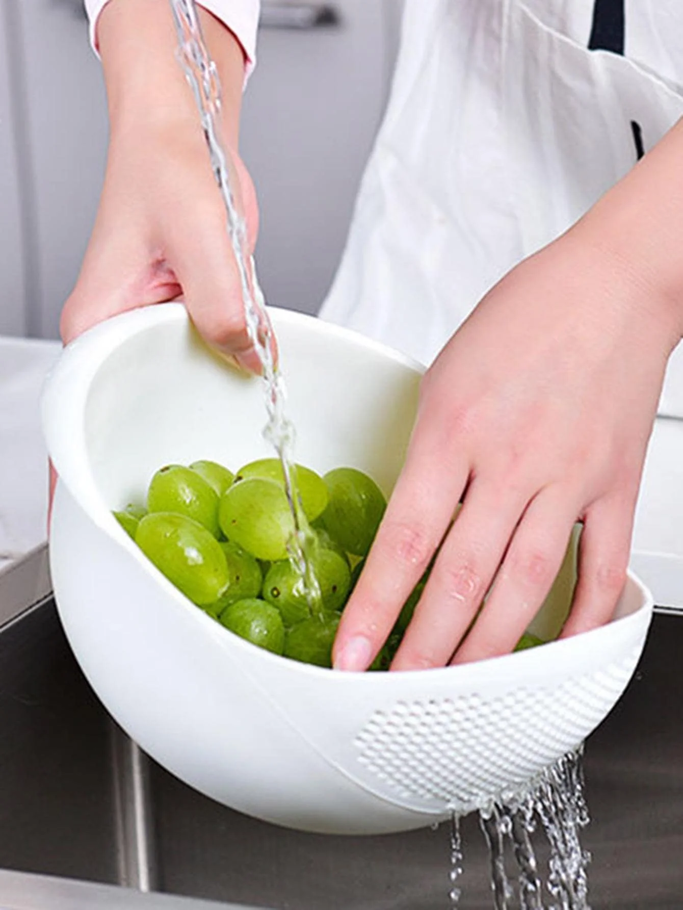 1/3 stks-Zeef Rijstkom Afvoermand Fruitschaal Wassen Afvoermand met Handvat Wasmand Thuis keuken Organizer