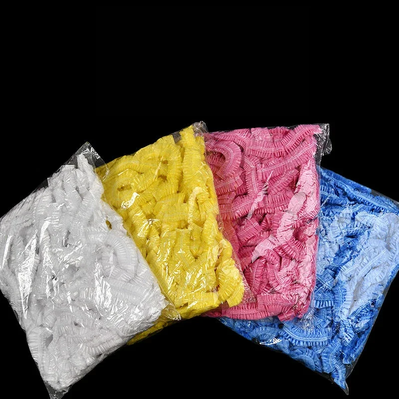 100/300pcs Cuffia da doccia in plastica usa e getta Cuffia da doccia usa e getta elastica Antipolvere Cappello impermeabile Parrucchiere Accessori di bellezza