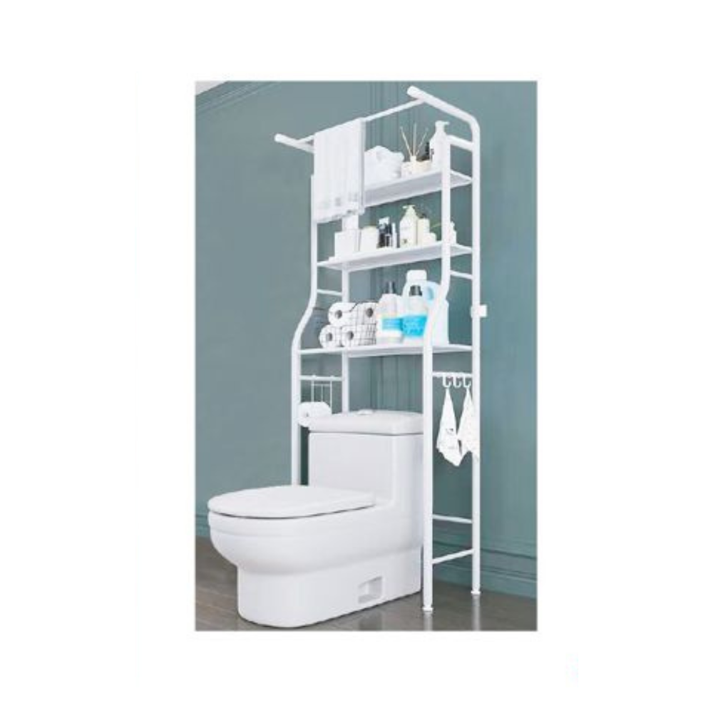 Estantería metal multiuso sobre inodoro o lavadora, aprovecho de espacio, organización de hogar