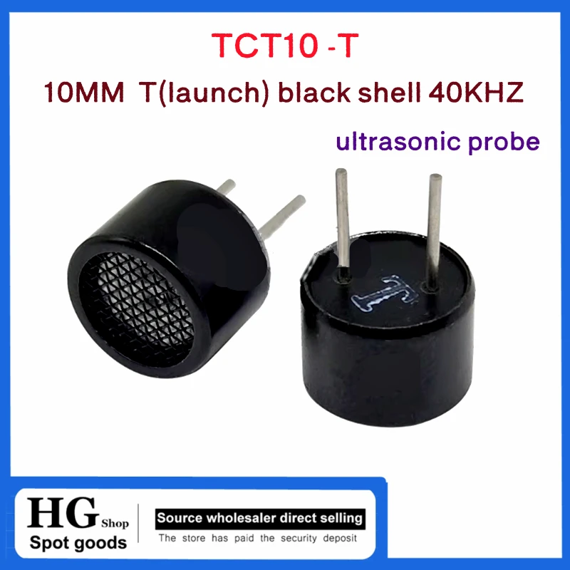 10PCS/Lot TCT40 10mm 40KHZ 10mm ultrasonic sensor probe 40KHz receiving and transmitting split black metal shell ranging TCT10
