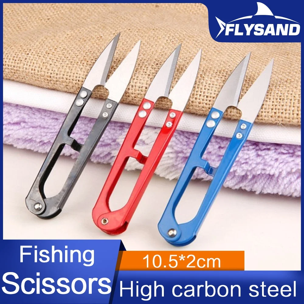 FLYSAND-Tijeras de pesca Multicolor, tijeras de costura, pinzas en forma de U, cortador de hilo, artesanía de bordado de acero inoxidable
